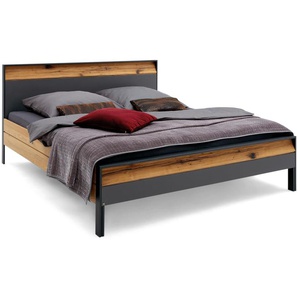 Liegenbett Joline, Lack graphit/Wildeiche massiv, 180 x 200 cm