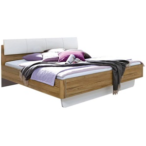 Liegenbett Zamaro in bianco weiß Hochglanz/Eiche-Nachbildung, Liegefläche ca. 180 x 200 cm