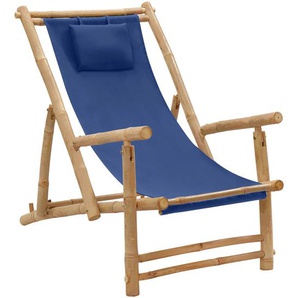Liegestuhl Bambus und Canvas Marineblau 60x106x90 cm