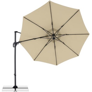 LIFE SIDE Sonnenschirm ø310, 8tlg. D. 822 sand, neigbar, schwenkbar, 360° drehbar