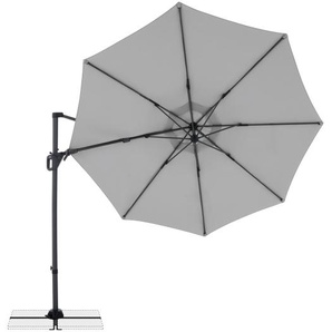 LIFE SIDE Sonnenschirm ø310, 8tlg. D. 827 hellgrau, neigbar, schwenkbar, 360° drehbar