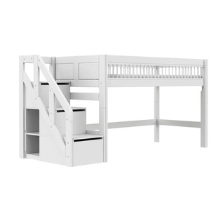 Lifetime Halbhohes Bett mit Treppe  Breeze ¦ weiß ¦ Maße (cm): B: 257 H: 128 T: 102.0