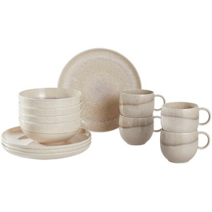 like.Villeroy & Boch Frühstücksservice Perlemor sand, Sand, Keramik, 12-teilig, Struktur, 19.4x32.0x34.5 cm, robust, Essen & Trinken, Geschirr,