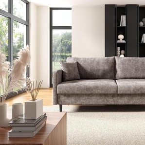 LIKMA 3 Sitzer Sofa Mara 209 cm mit Schlaffunktion und Bettzeugbehälter, Schlafsofa mit Bettkasten, Moderne Couch, Sofagarnituren, Bettsofa Farbe: Marineblau, Stoff: Columbia 8