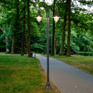 Lindby Außenleuchte Madea, grau, 2-flg., 212 cm, E27, IP44 41214-2