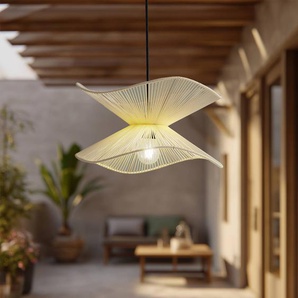 Lindby Außenpendelleuchte Valdorin, beige, Baumwolle, IP44 10034455
