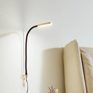Lindby LED-Leselampe Flexola, gold, rund, Metall, Stecker 10019822