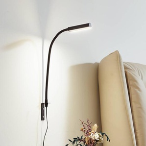 Lindby LED-Leselampe Flexola, schwarz, eckig, Stecker 10019819