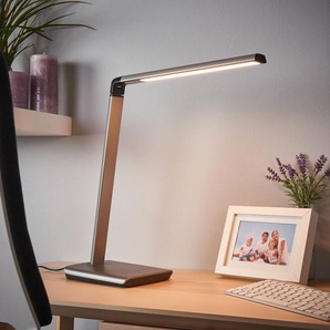 Lindby LED-Schreibtischleuchte Kuno, grau, USB, Touchdimmer 9643036