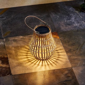 Lindby LED-Solar-Terrassenleuchte Amaria, Bambus, Ø 18 cm 10012754
