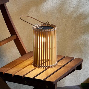 Lindby LED-Solar-Tischleuchte Amaria, Bambus, Ø 12 cm 10012755