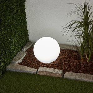 Lindby LED-Solarlampe Lago, Ø 25 cm, Kugel, Erdspieß, weiß 4018063