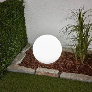 Lindby LED-Solarlampe Lago, Ø 30 cm, Kugel, Erdspieß, weiß 4018064