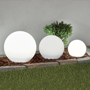 Lindby LED-Solarlampen Lago, 3er-Set, Kugeln, Erdspieß, weiß 4018065