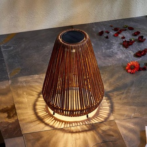 Lindby LED-Solarleuchte Amaria, Rattan, dunkel, Ø 27 cm 10012759