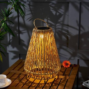Lindby LED-Solarleuchte Amaria, Rattan, hell, Ø 27 cm 10012758