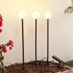 Lindby LED-Solarleuchte Brindley, 3er-Set, schwarz, Glas Brindley, schwarz, Aluminium, Modern 10019919