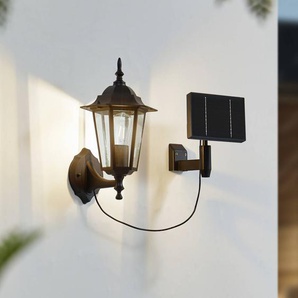 Lindby LED-Solarwandleuchte Sayata, schwarz, Alu, Laterne 10020118