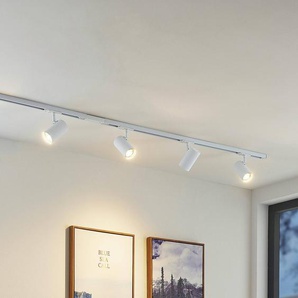 Lindby Schienensystem Linaro, GU10, 4-flg., weiß, Ø 6 cm 9627144