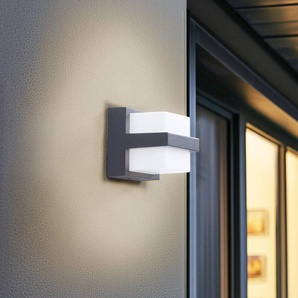 Lindby Smart LED-Außenwandleuchte Fyra eckig CCT RGB Tuya Lindby, dimmbar, alu / grau / zink, Aluminium, Modern, Smart Home Wandleuchte außen 10020126