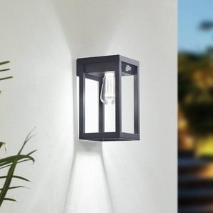 Lindby Smart LED-Solarwandlampe Enea, Sensor, CCT, RGB, Tuya Enea Lindby, dimmbar, schwarz, Aluminium, Modern, Smart Home Wandleuchte außen 10020219