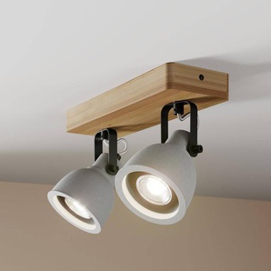 Lindby Spot Mitis, 30 cm, 2-flg., grau, Holz, Beton, GU10 9624599