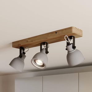 Lindby Spot Mitis, 50 cm, 3-flg., grau, Holz, Beton, GU10 9624600