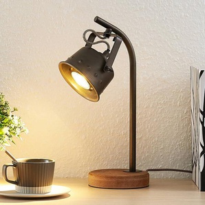 Lindby Tischlampe Rubinjo, 37cm, schwarz, Holz, Metall, GU10 9921017