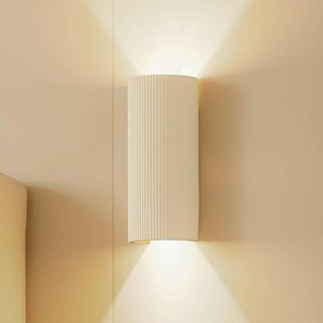 Lindby Wandleuchte Colja, rund, Höhe 30,5 cm, Gips, beige 10031104
