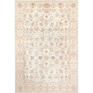Lindorug Vintage-Teppich Living Jane, waschbar, Hellrosa, Perlmutt, Pastellblau, Textil, orientalisch, rechteckig, 130x190 cm, Oeko-Tex® Standard 100, für Fußbodenheizung geeignet, rutschfest, in verschiedenen Größen erhältlich, wasserabweisend,