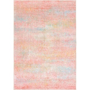 Lindorug Vintage-Teppich Ondea Fiorith, waschbar, Rosa, Türkis, Dunkelgelb, Textil, Abstraktes, rechteckig, 160x230 cm, Oeko-Tex® Standard 100, für