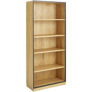 Linea Natura Aktenregal, Eiche, Anthrazit, Holzwerkstoff, Asteiche,Eiche, furniert, 4 Fächer, 86x197x40 cm, Typenauswahl, stehend, Beimöbel erhältlich, Arbeitszimmer, Büroregale, Aktenregale