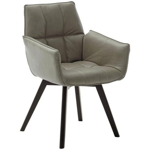 Linea Natura Armlehnstuhl, Grau, Leder, Echtleder, Rindleder, Buche, massiv, Stativgestell, 61x87x63 cm, Lederauswahl, Typenauswahl, Gestellauswahl, Sitzfläche 180° drehbar, Esszimmer, Stühle, Esszimmerstühle, Armlehnenstühle