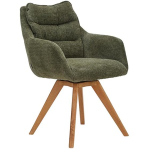 Linea Natura Armlehnstuhl, Grün, Eiche, Holz, Textil, Eiche, vollmassiv, konisch, eckig, 59x86x69.5 cm, Stoffauswahl, Typenauswahl, Gestellauswahl,