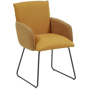 Linea Natura Armlehnstuhl , Orange, Schwarz , Metall, Textil , Kufe , 60x95x61 cm , Lederauswahl, Stoffauswahl, Typenauswahl , Esszimmer, Stühle, Esszimmerstühle, Armlehnenstühle