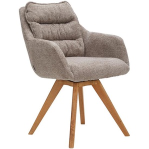 Linea Natura Armlehnstuhl, Eiche, Taupe, Textil, Holz, Eiche, vollmassiv, eckig, konisch, 59x86x69.5 cm, automatische Rückholfunktion, Sitzfläche 180°