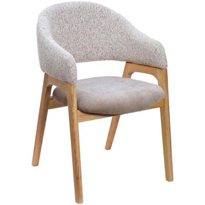 Linea Natura Armlehnstuhl, Taupe, Textil, Holz, Eiche, massiv, eckig, 56.5x82.5x59.5 cm, inklusive Armlehnen, Typenauswahl, Stoffauswahl, Esszimmer,