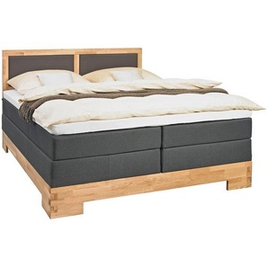 Linea Natura Boxspringbett, Braun, Eiche, Textil, Wildeiche, massiv, H2 + H3, Höhe ca. 20 cm, 180x200 cm, in verschiedenen Größen erhältlich, Schlafzimmer, Betten, Boxspringbetten