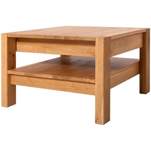 Linea Natura Couchtisch, Wildeiche, Holz, Wildeiche, massiv, 2 Schubladen, quadratisch, eckig, 70x47.5x70 cm, offenes Fach, Wohnzimmer,