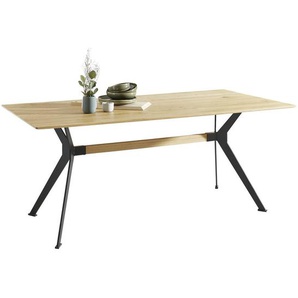 Linea Natura Esstisch, Schwarz, Eiche, Holz, Metall, Eiche, Hartholz, rechteckig, X-Form, 100x75 cm, in verschiedenen Größen erhältlich, Esszimmer, Tische, Esstische