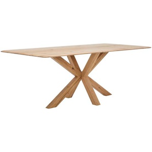 Linea Natura Esstisch, Eiche, Holz, Eiche, massiv, Holzoptik, rechteckig, eckig, X-Form, 100x75x200 cm, Holzmöbel, Holztische, Esstische Holz