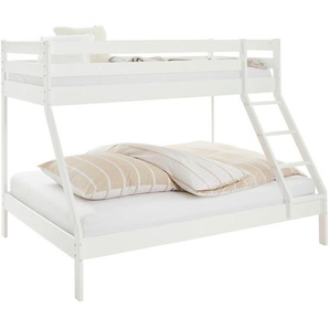 Linea Natura Etagenbett, Weiß, Holz, Buche, massiv, 2-Zonen, Höhe ca. 20 cm, 140x200 cm, Federholzleisten verleimt, Kinder- & Jugendzimmer,