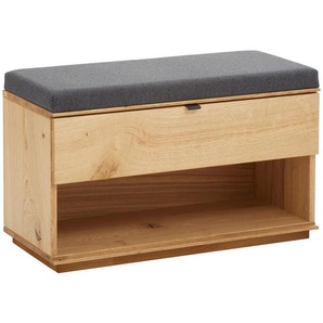 Linea Natura Garderobenbank, Anthrazit, Eiche, Metall, Wildeiche, furniert, 1 Schubladen, Füllung: Schaumstoff, 85x50x38 cm, Holzmöbel, Garderoben Holz, Garderobenbänke Holz