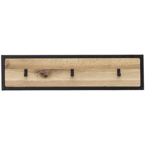 Linea Natura Garderobenleiste, Schwarz, Eiche, Holz, Metall, Wildeiche, vollmassiv, 80x20x3 cm, Aufhängemöglichkeit, Garderobe, Garderobenleisten & Garderobenhaken, Garderobenleisten