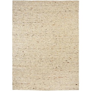 Linea Natura Handwebteppich Neapel, Beige, Textil, Uni, rechteckig, 70x130 cm, für Fußbodenheizung geeignet, beidseitig verwendbar, in verschiedenen