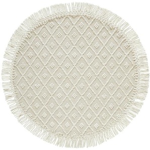 Linea Natura Handwebteppich Sylt, Silber, Beige, Textil, Boho, rund, pflegeleicht, Teppiche & Böden, Teppiche, Naturteppiche