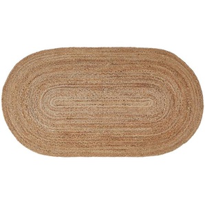 Linea Natura Juteteppich Agra Oval, Braun, Textil, Uni, oval, 80 cm, Care & Fair, AZO-frei, Handmade in India, leicht zusammenrollbar, Teppiche & Böden, Teppiche, Runde Teppiche
