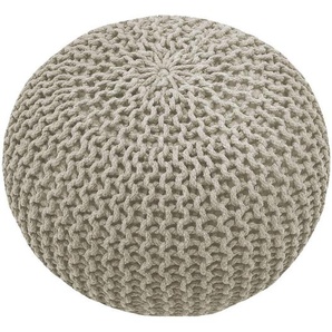Linea Natura Pouf, Creme, Textil, Uni, Füllung: Styroporkugeln, 55x55x35 cm, AZO-frei, Indoor, Wohnzimmer, Hocker, Poufs