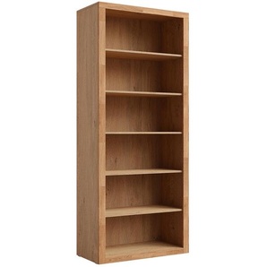 Linea Natura Regal Yes, Eiche, Holzwerkstoff, Eiche, massiv, 5 Fächer, 90x212x42 cm, Beimöbel erhältlich, stehend, in verschiedenen Holzarten erhältlich, Wohnzimmer, Regale, Bücherregale