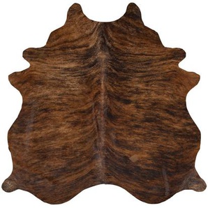Linea Natura Rinderfell Cordoba, Dunkelbraun, Fell, Echtleder, Rindleder, Ringe, Tierform, 165x235 cm, für Fußbodenheizung geeignet, Teppiche & Böden,